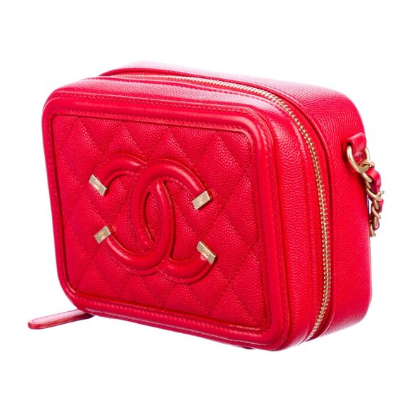 SOLD Chanel Red Filigree Vanity Mini Crossbody Bag - Picture 3 of 10